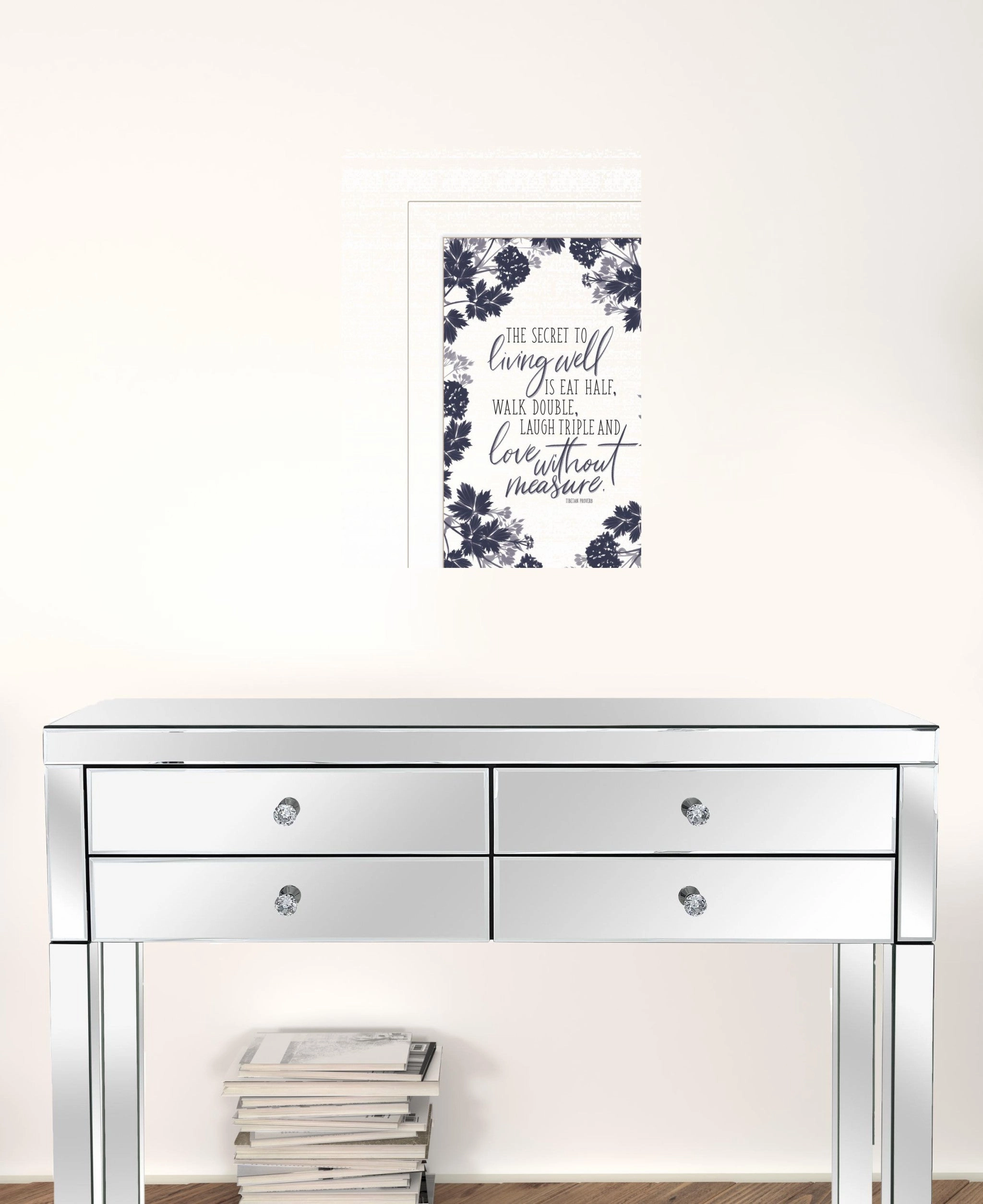 The Secret to Living Well 1 White Framed Print Wall Art