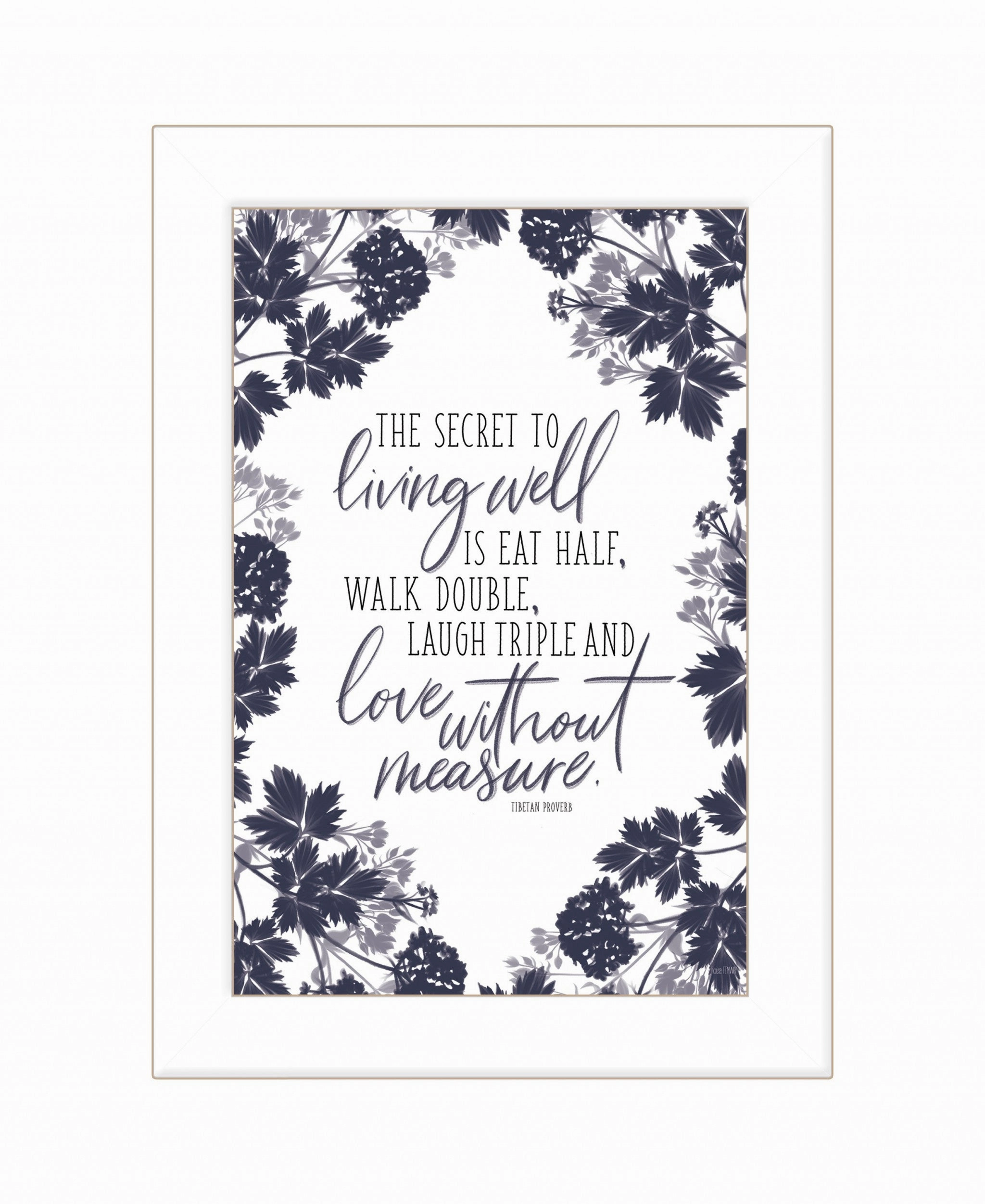 The Secret to Living Well 1 White Framed Print Wall Art Decorative Accessories best selling