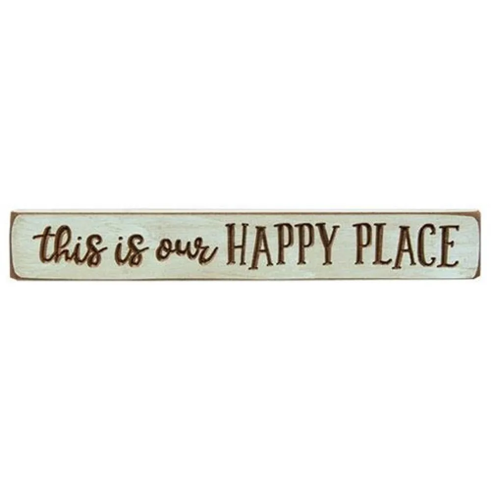 This is Our Happy Place Engraved Block 12" Festive Decor online outlet