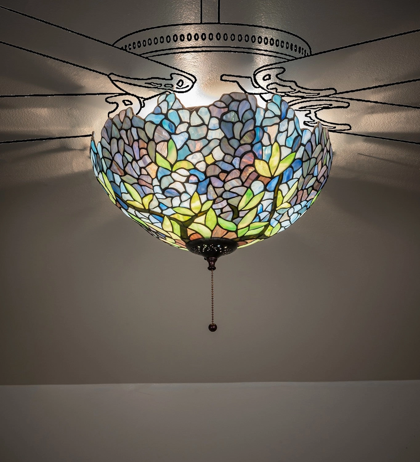 Tiffany Wisteria Three Light Fan Light Fixture Mini Ceiling Fans promo