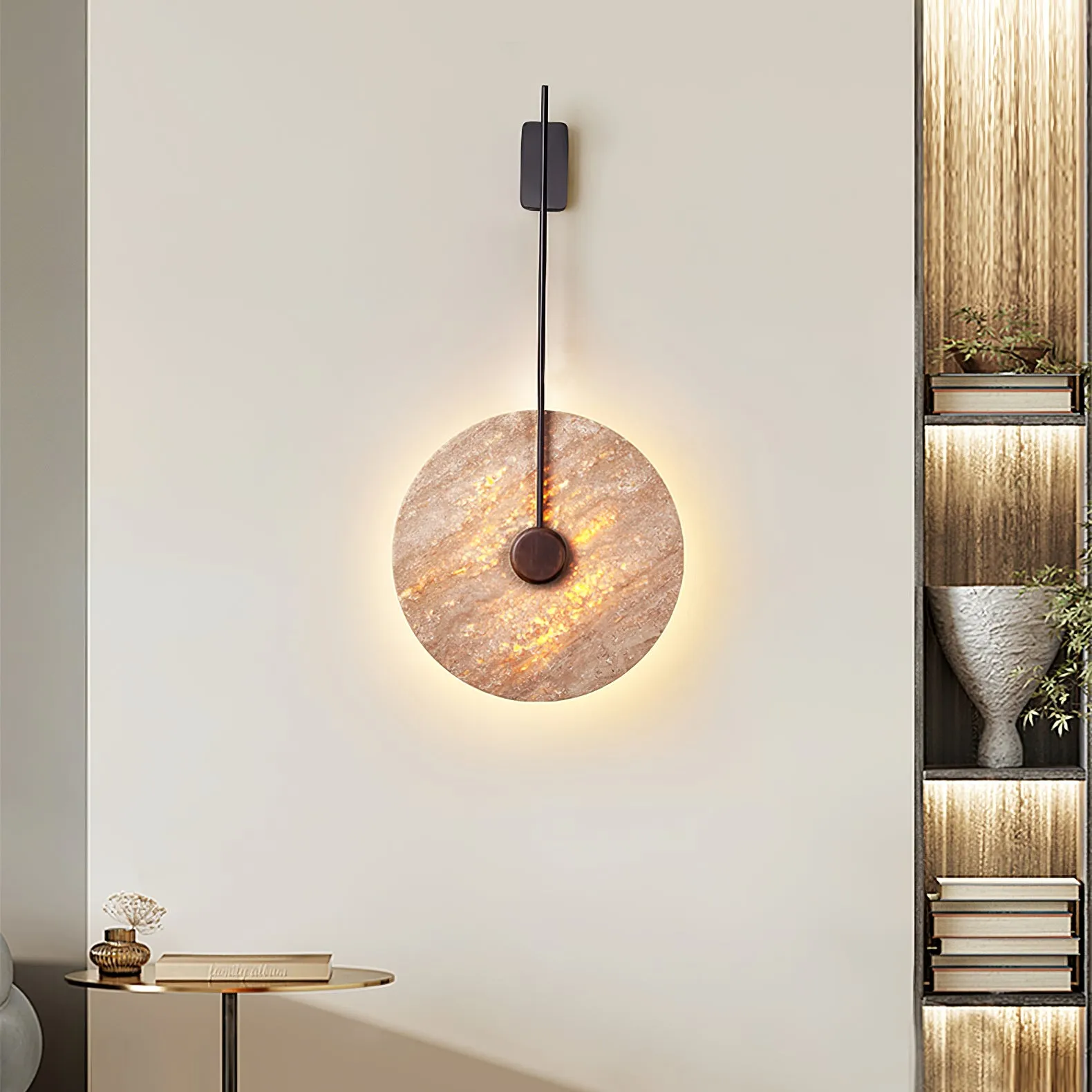 Travertine Disc Wall Lamp