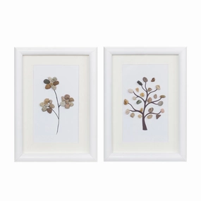 Tree and Floral Wall Art (Set of 2) 10.25"L x 14.25"H MDF/Glass Decorative Accessories outlet price