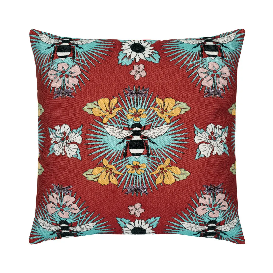 Tropical Bee Indoor/Outdoor Pillow, Square Throw Pillows Cozy Upgrade