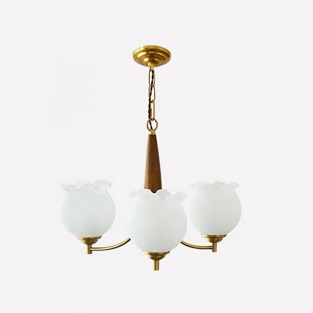 Tulips Glass Wood Chandelier