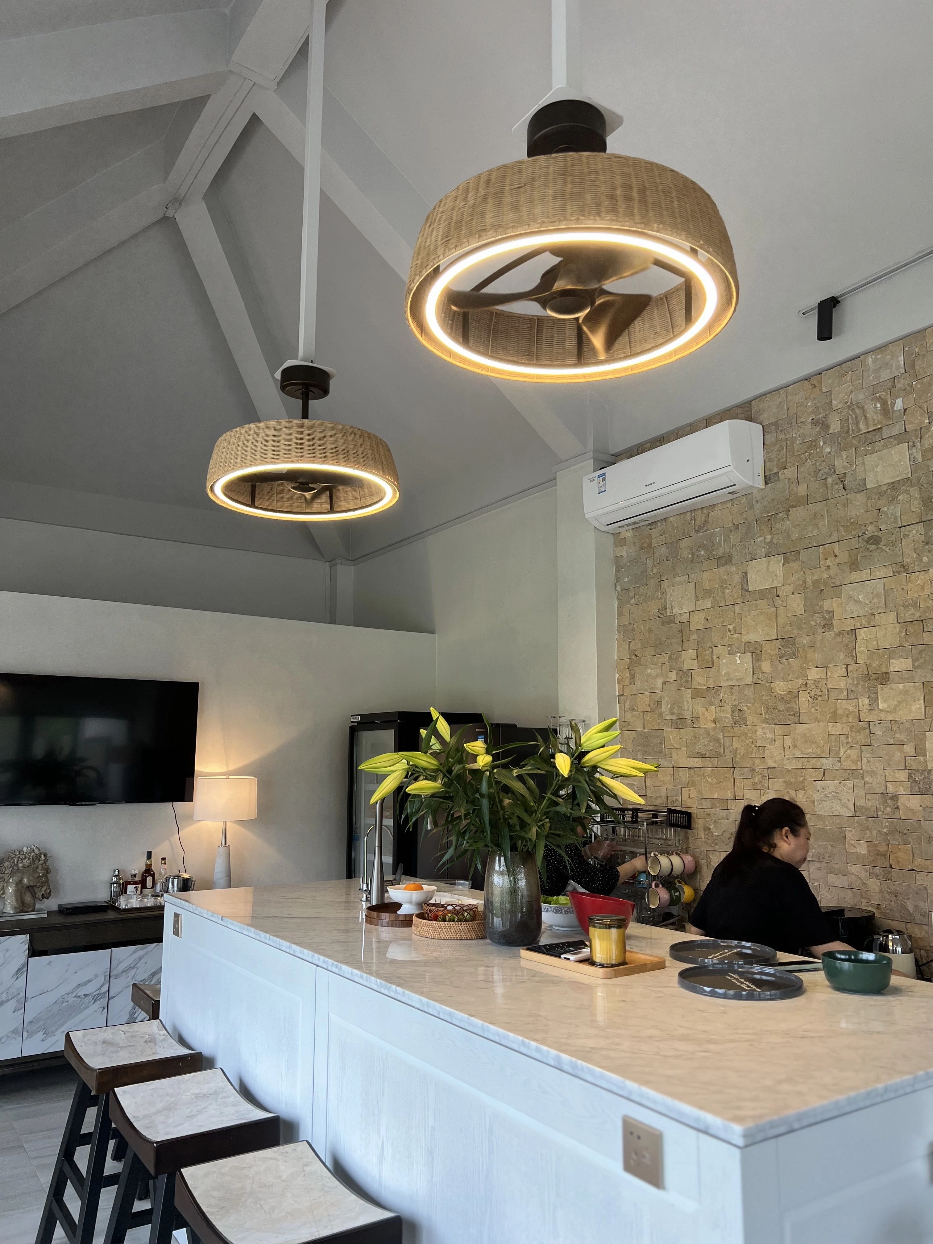 Tulum LED Outdoor Fandelight Dark Bronze Fandeliers at discount prices