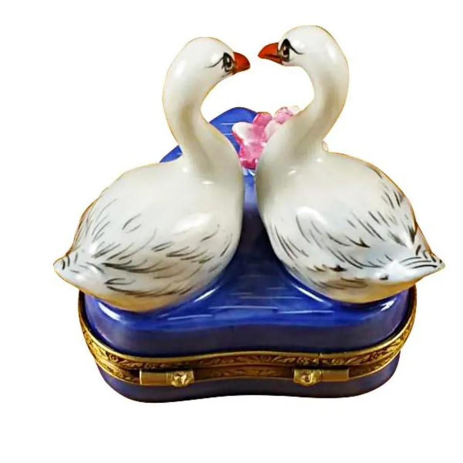 Two Swans on Heart Limoges Limoges Boxes collectors shop