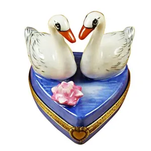 Two Swans on Heart Limoges Collectible Boxes Rare Find