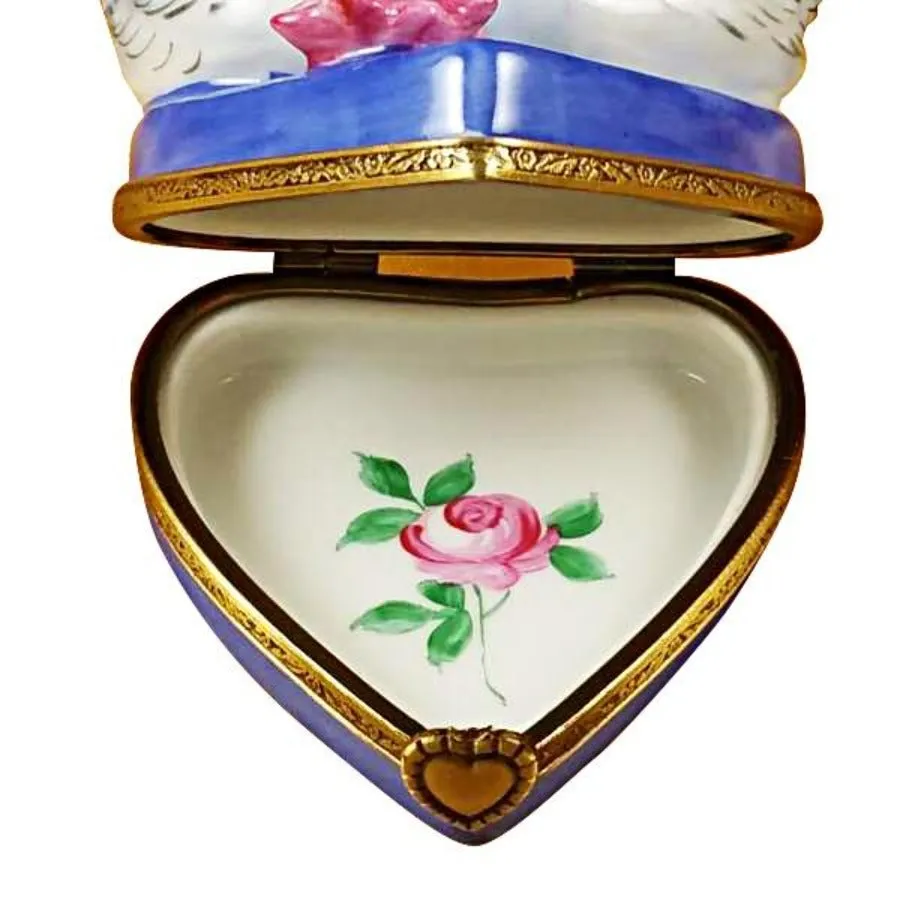 Two Swans on Heart Limoges Limoges Boxes collectors shop
