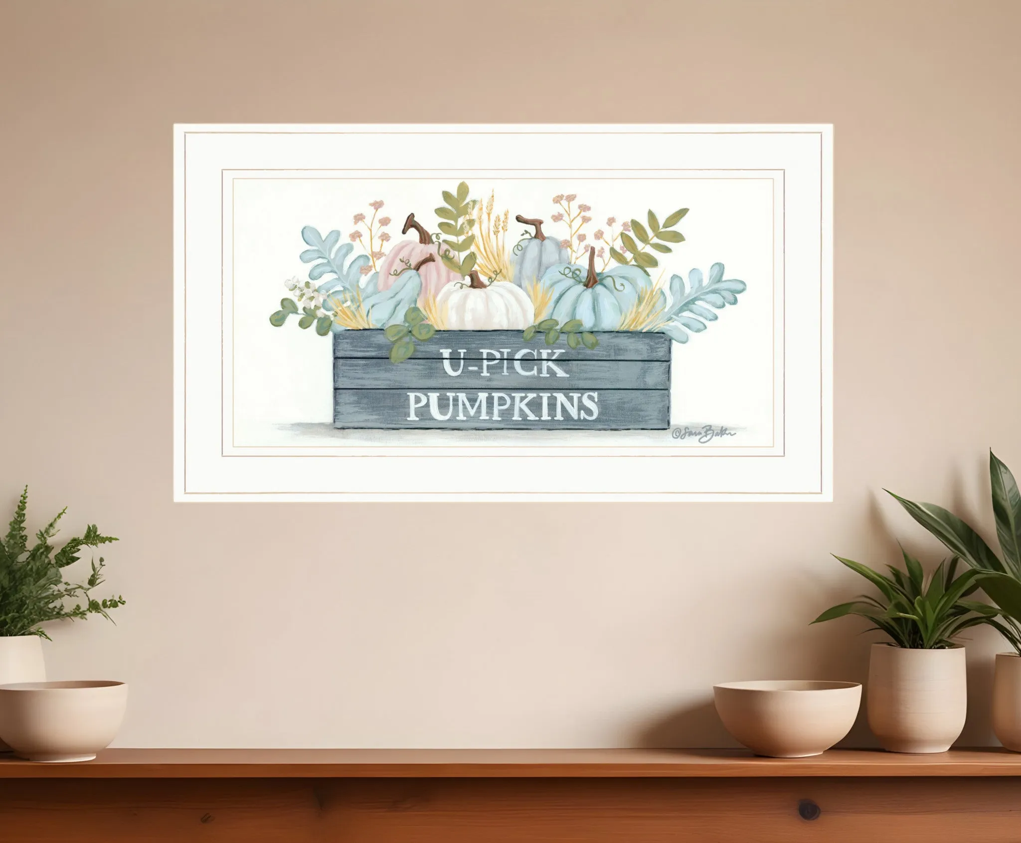 U Pick Pumpkins White Framed Print Wall Art Cheap Wall Mirrors & Decor