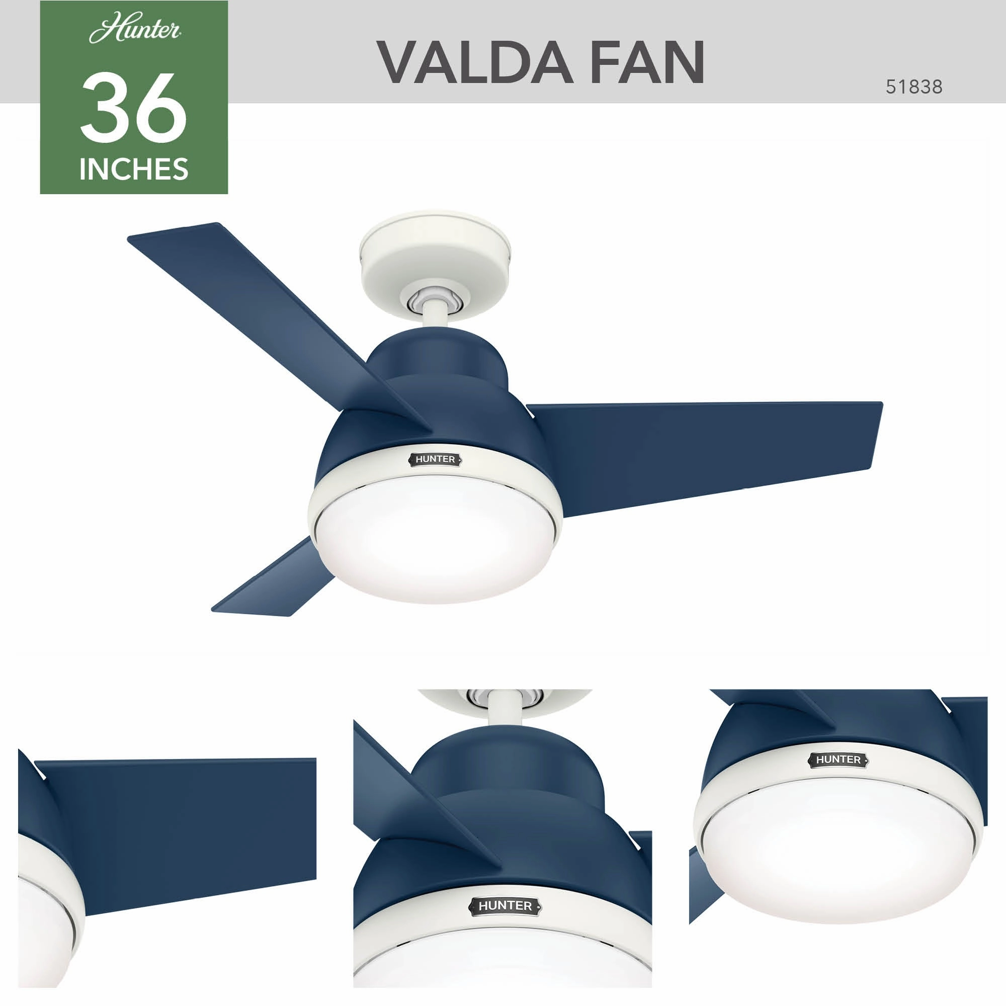 Valda 36"Ceiling Fan Indigo Blue Small Room Fans sale