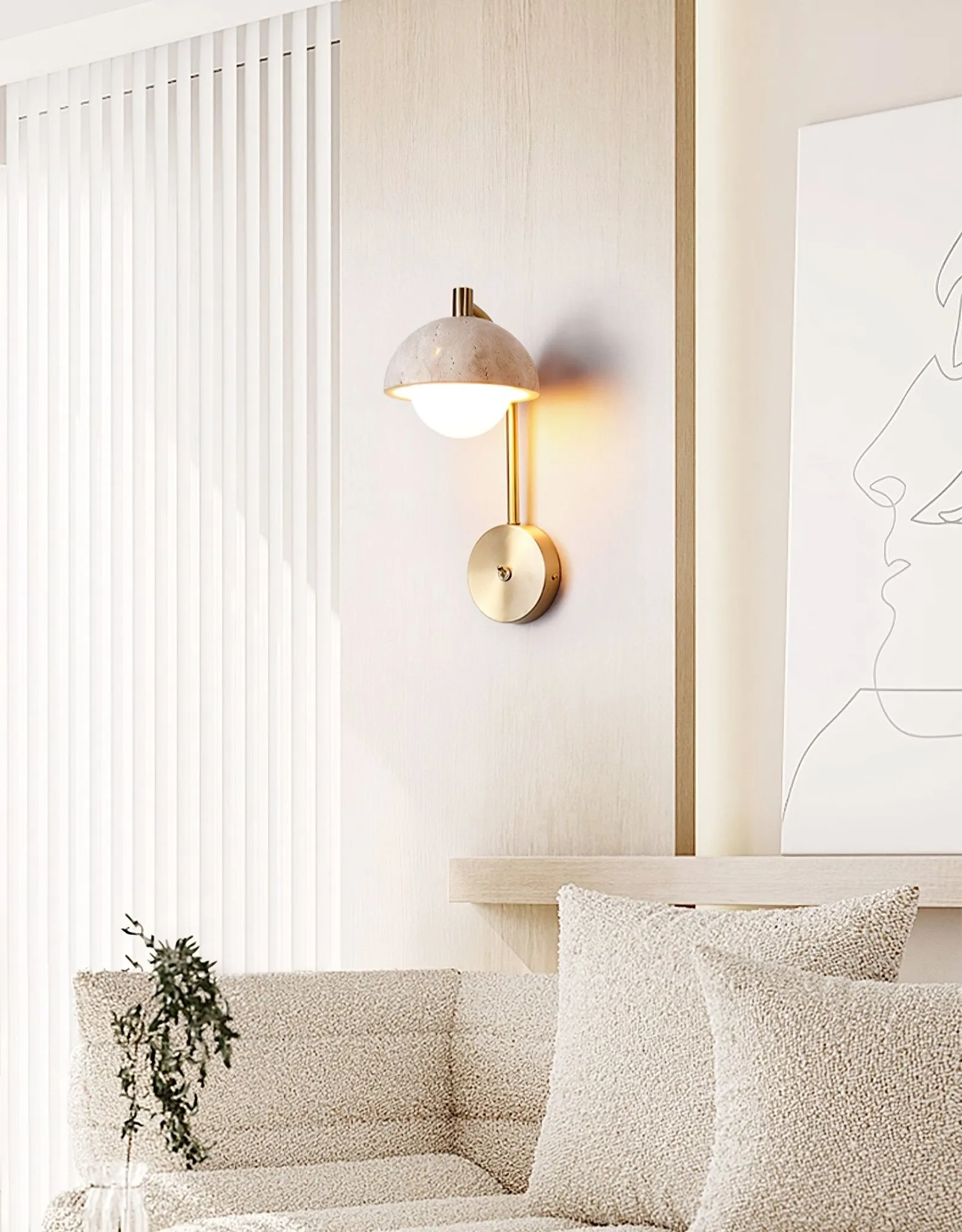 Vellum Travertine Wall Lamp