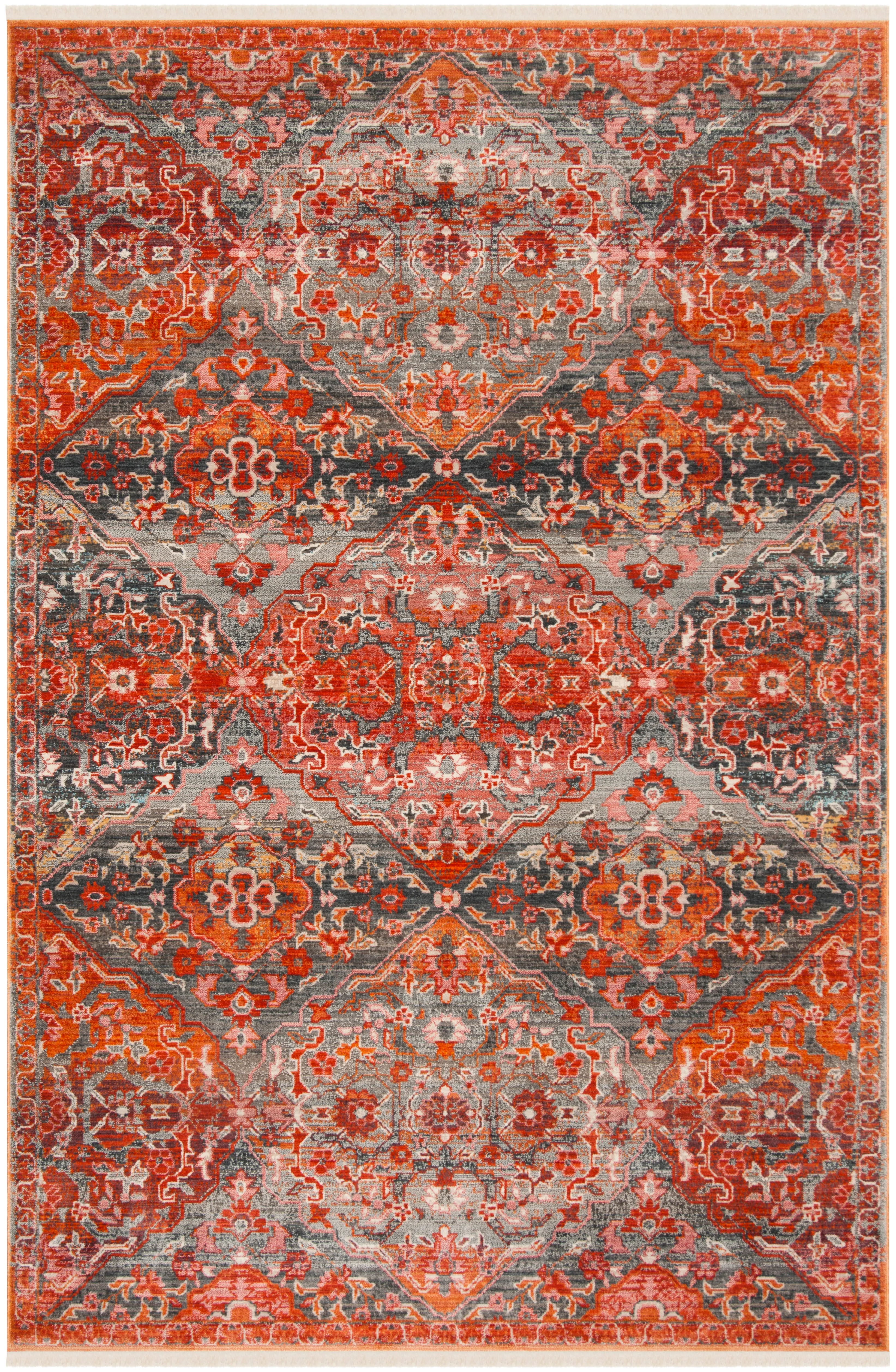 Vintage Persian Machine Made Area Rug, Aqua / Orange Traditional Style