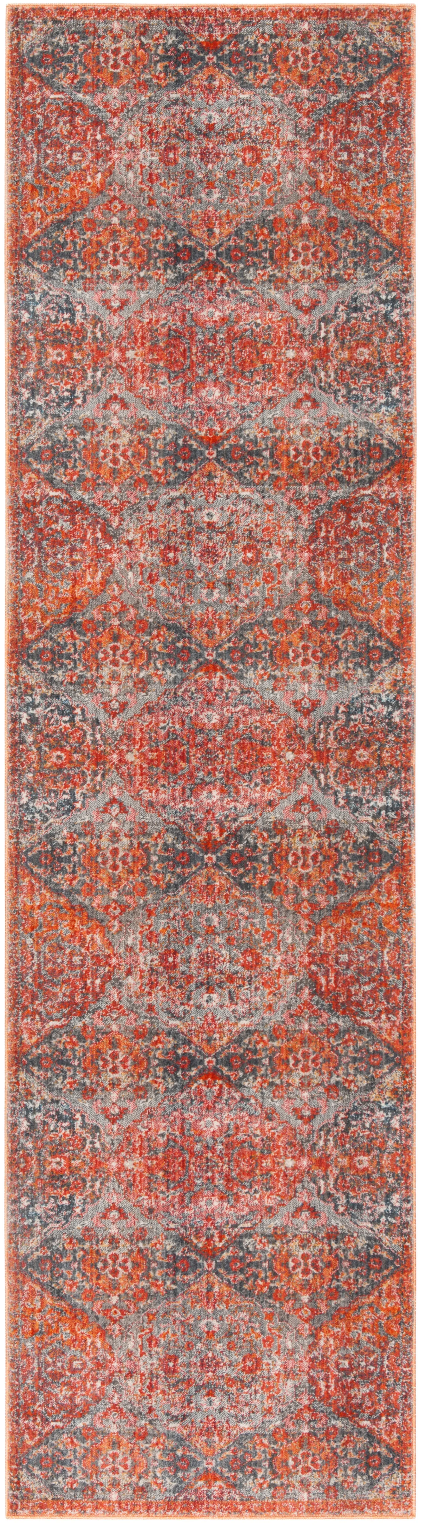 Vintage Persian Machine Made Area Rug, Aqua / Orange Traditional Style