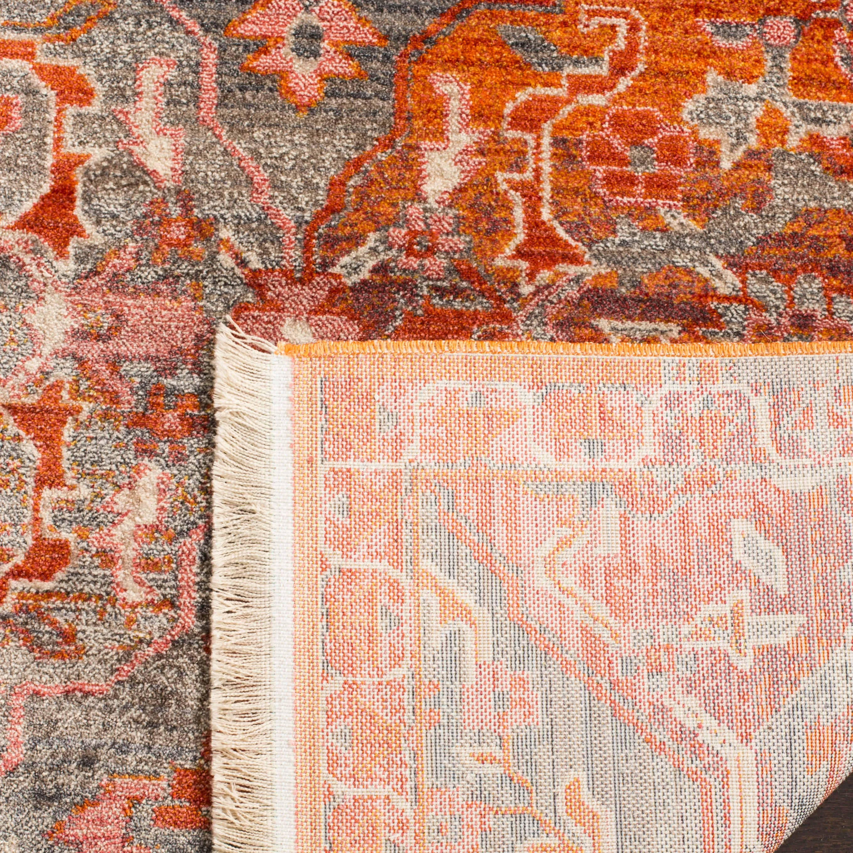 Vintage Persian Machine Made Area Rug, Aqua / Orange Traditional Style