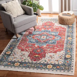 Vintage Persian Machine Made Area Rug, Red / Blue Traditional Style Area Rugs mega sale