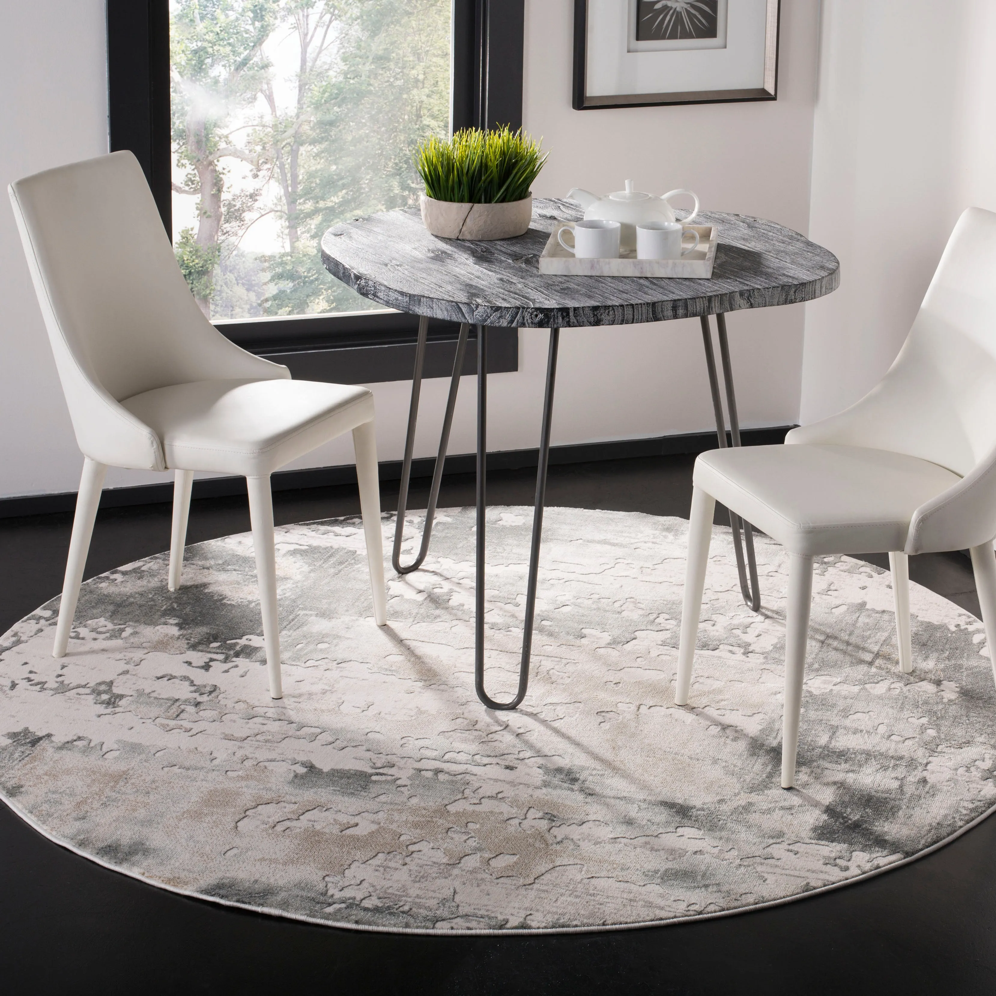 Vogue Machine Made Area Rug, Beige / Charcoal Contemporary Style Easy Care