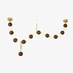 Walnut Bead Necklace Chandelier Modern Lighting for Living Room