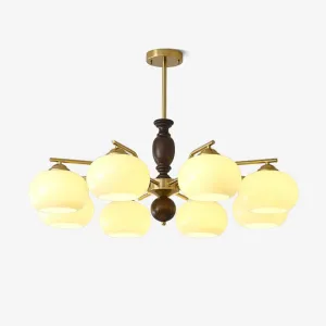 Walnut Beige Orb Chandelier Modern Lighting for Living Room