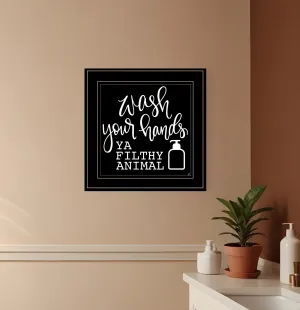 Wash Your Hands 2 Black Framed Print Bathroom Wall Art Cheap Wall Mirrors & Decor