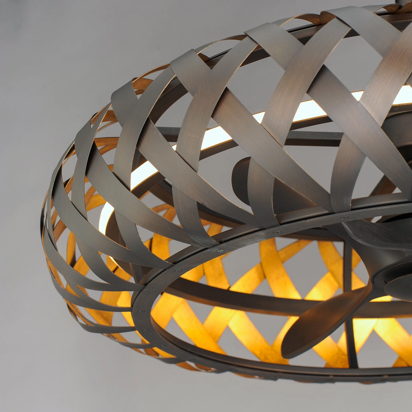 Weave LED Fandelight Bronze Gilt / Gold Small Room Fans sale