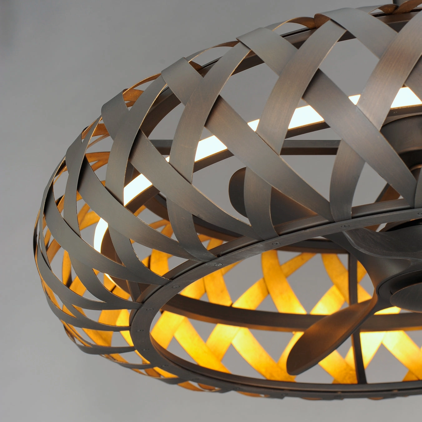 Weave LED Fandelight Bronze Gilt / Gold Small Room Fans sale