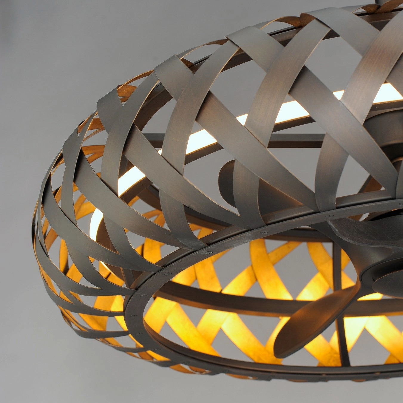 Weave LED Fandelight Bronze Gilt / Gold Small Room Fans sale