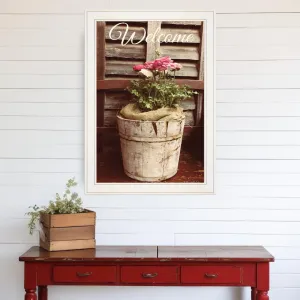 Welcome Roses 1 White Framed Print Wall Art Cheap Wall Mirrors & Decor