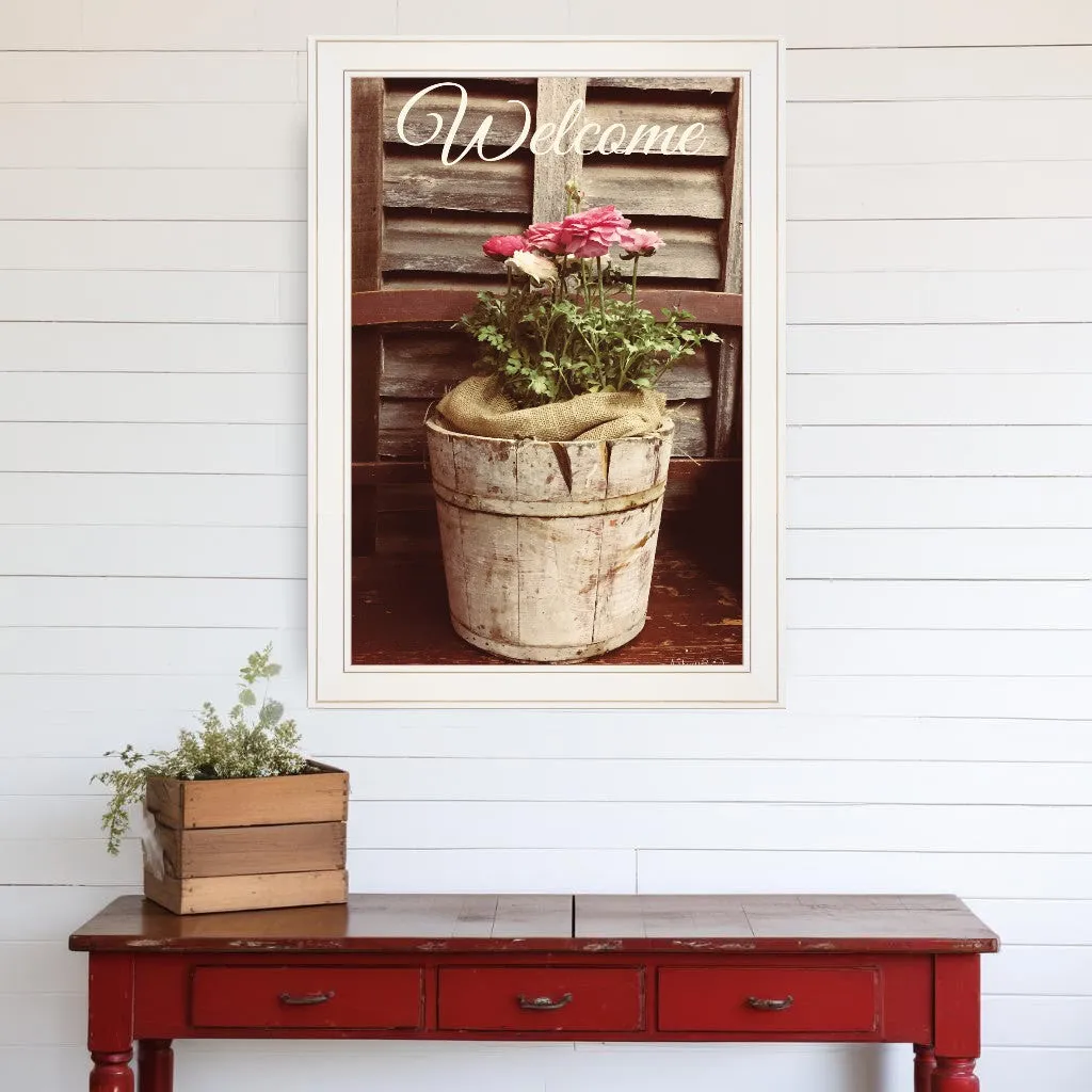 Welcome Roses 1 White Framed Print Wall Art Cheap Wall Mirrors & Decor