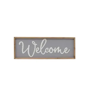 Welcome Wood Framed Wall Hanging Sign In Grey Decorative Accessories weekend offers