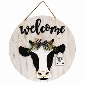 Welcome Black & White Cow Sign w/12 Seasonal Ear Tags Decorative Accessories outlet price