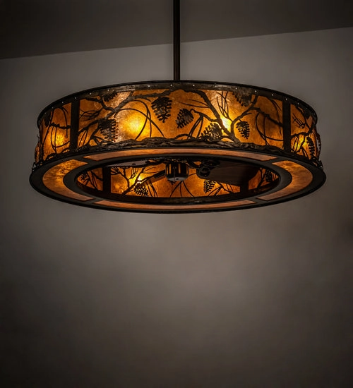 Whispering Pines Eight Light Chandel-Air Fandeliers at discount prices