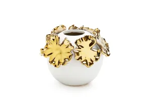 White Bud Vase with Gold Floral Design Decorative Accessories weekend offers