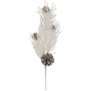 White Glitter Soft Pine & Cone Pick Festive Decor online outlet