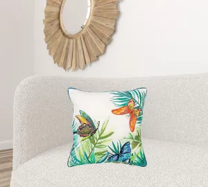 White Green Butterfly Bliss Decorative Throw Pillow Throw Pillows value buys