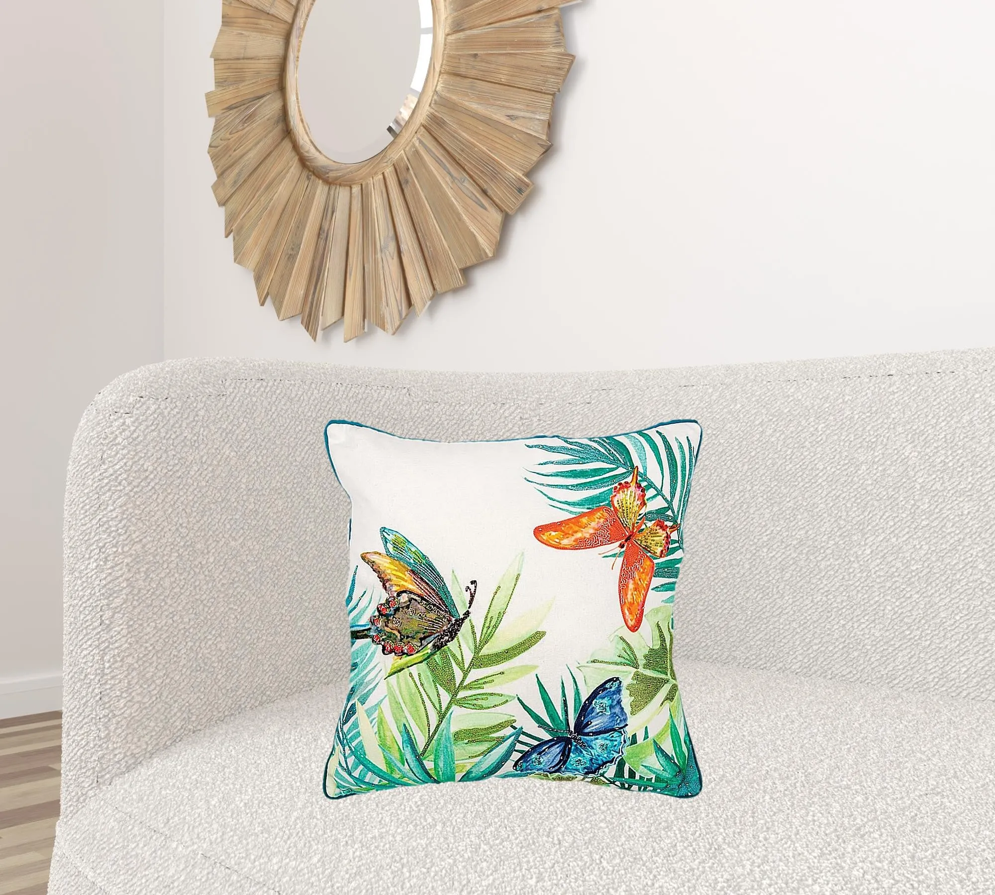 White Green Butterfly Bliss Decorative Throw Pillow Throw Pillows value buys