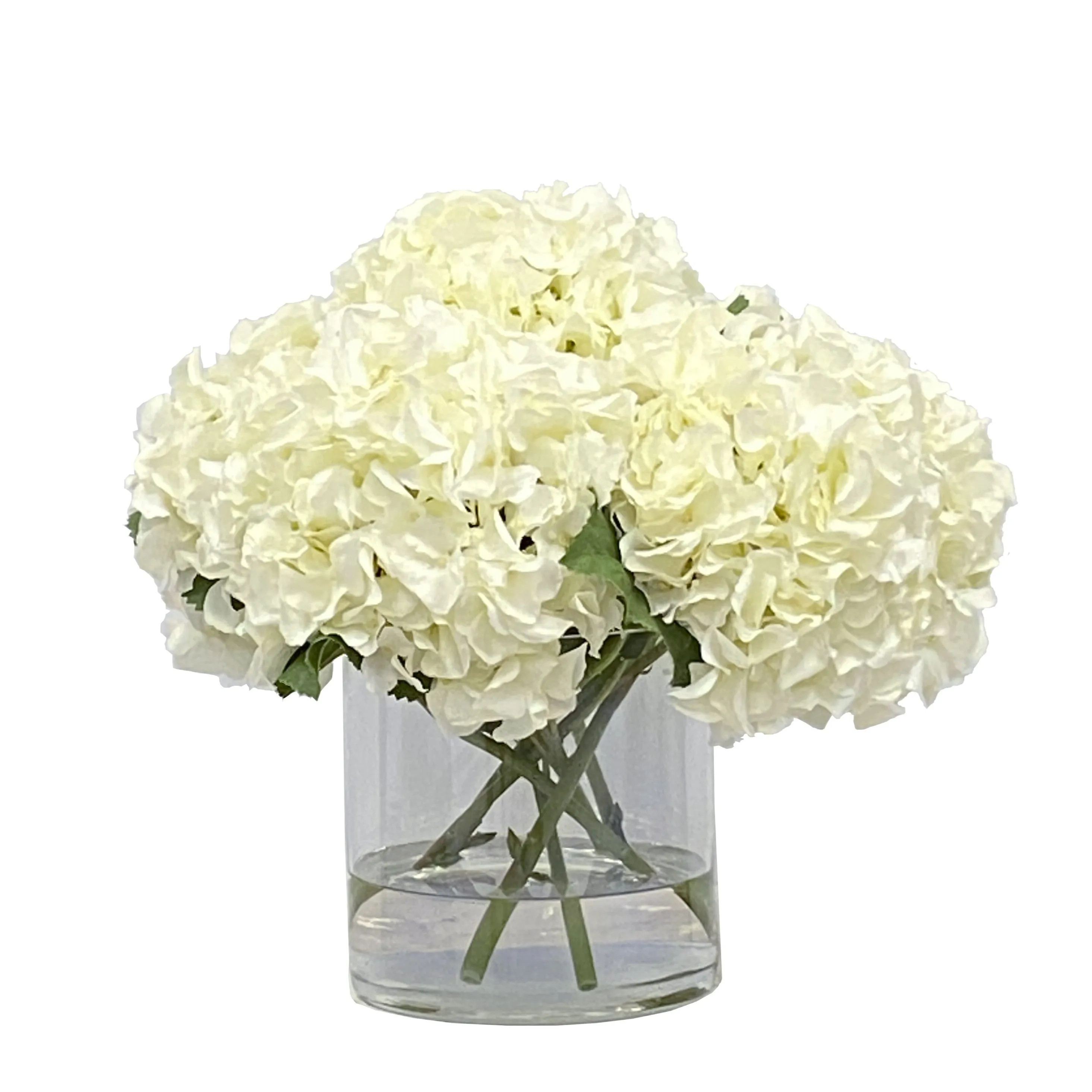 White Hydrangeas in Glass Vase Artificial Flowers Spring Refresh