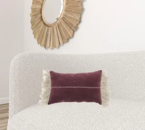 Wide Tasseled Marble Maroon Lumbar Pillow Throw Pillows value buys