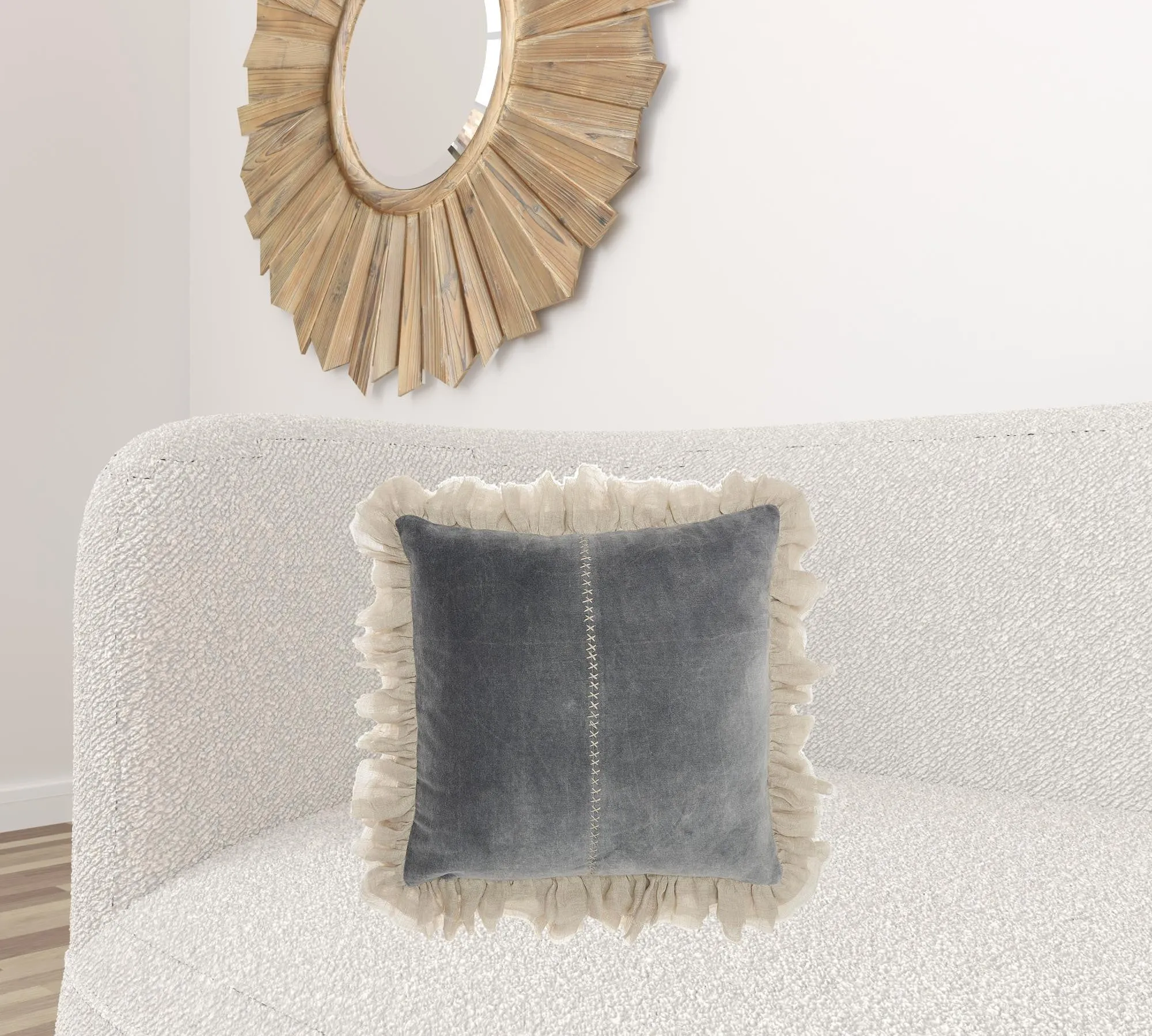 Wide Tasseled Marble Steel Blue Throw Pillow Throw Pillows value buys