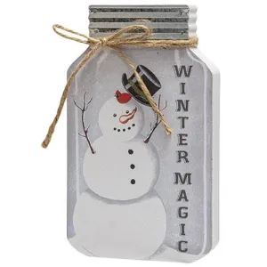 *Winter Magic Snowman Chunky Mason Jar Sitter Decorative Accessories low price