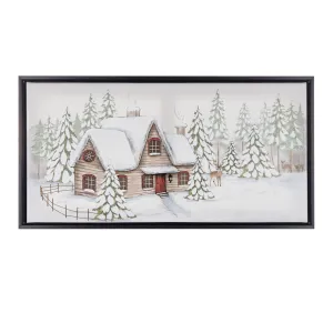Winter Scene Frame 25"L x 13"H Canvas/Plastic Affordable Holiday Accessories