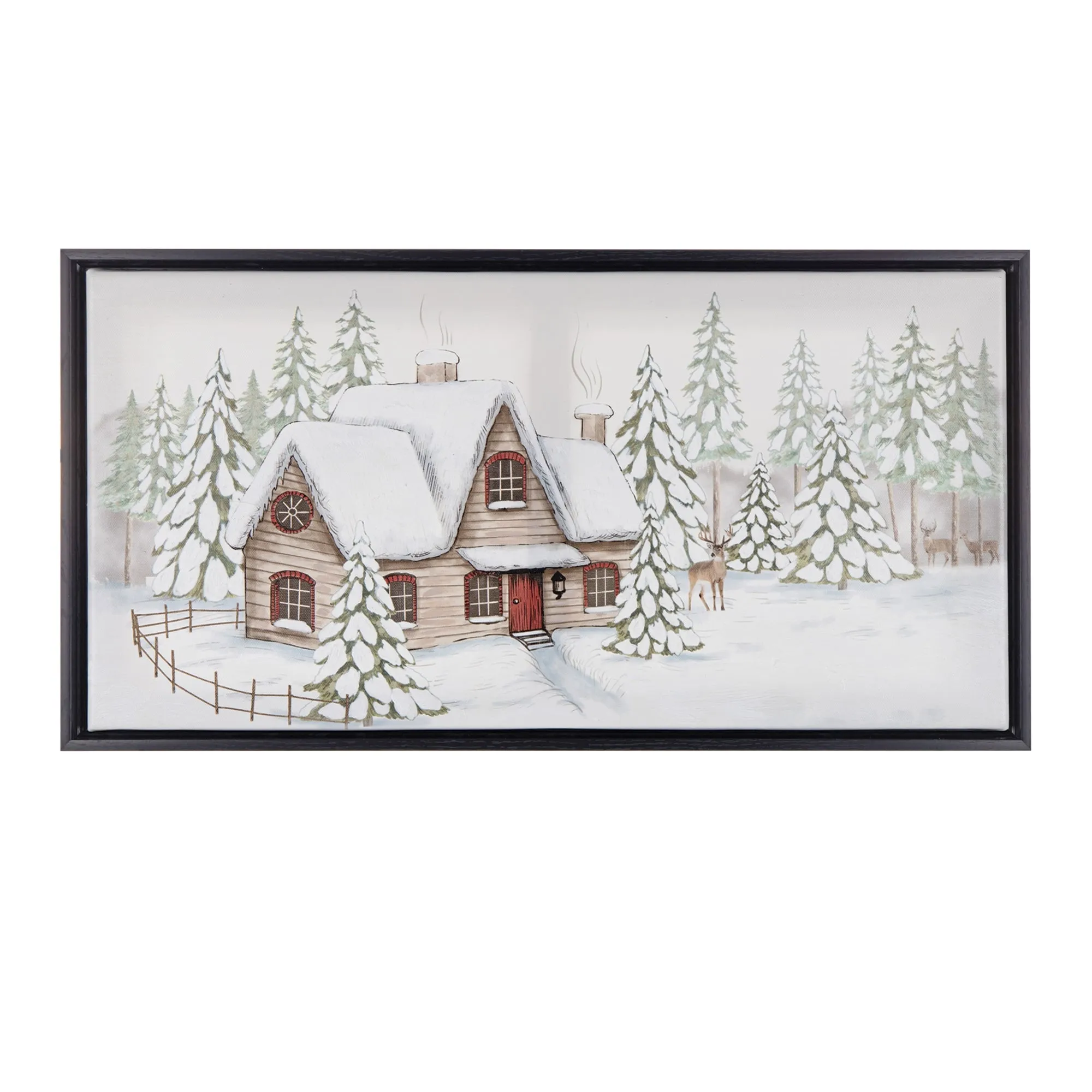 Winter Scene Frame 25"L x 13"H Canvas/Plastic Affordable Holiday Accessories