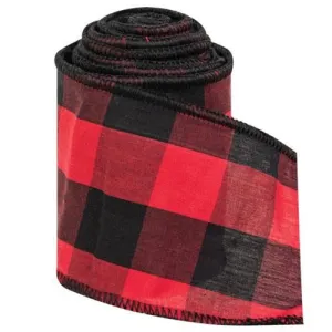 *Wired Red & Black Buffalo Check Ribbon 3" x 9 Ft. Decorative Accessories ON SALE