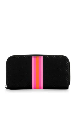 Women's Cash Rave Wallet In Black/ Multi Pink & Orange Stripes