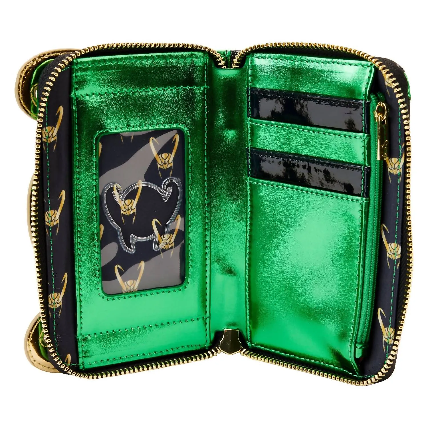 Women's Marvel Shine Loki Zip Around Wallet In Green