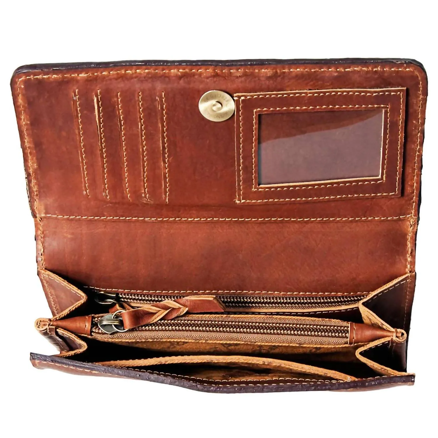 Women's Whitley Stitch Tri-Fold Tooled Wallet In Brown