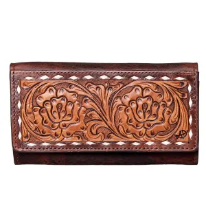 Women's Whitley Stitch Tri-Fold Tooled Wallet In Brown