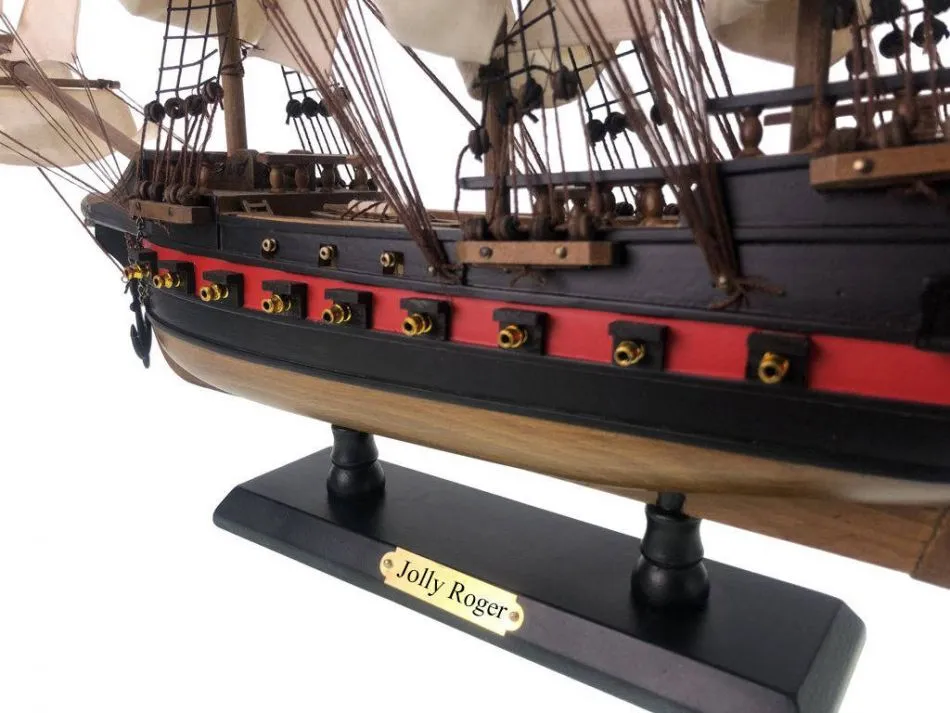 Wooden Captain Hook's Jolly Roger from Peter Pan White Sails Limited Model Pirate Ship 26"