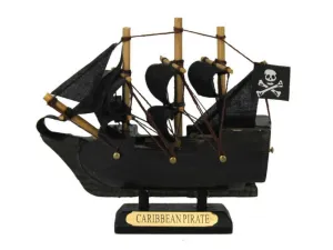 Wooden Caribbean Pirate Ship Model 4" Decorative Accessories seasonal sale