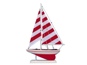 Wooden Red Striped Pacific Sailer Model Sailboat Decoration 17" Decorative Accessories seasonal sale