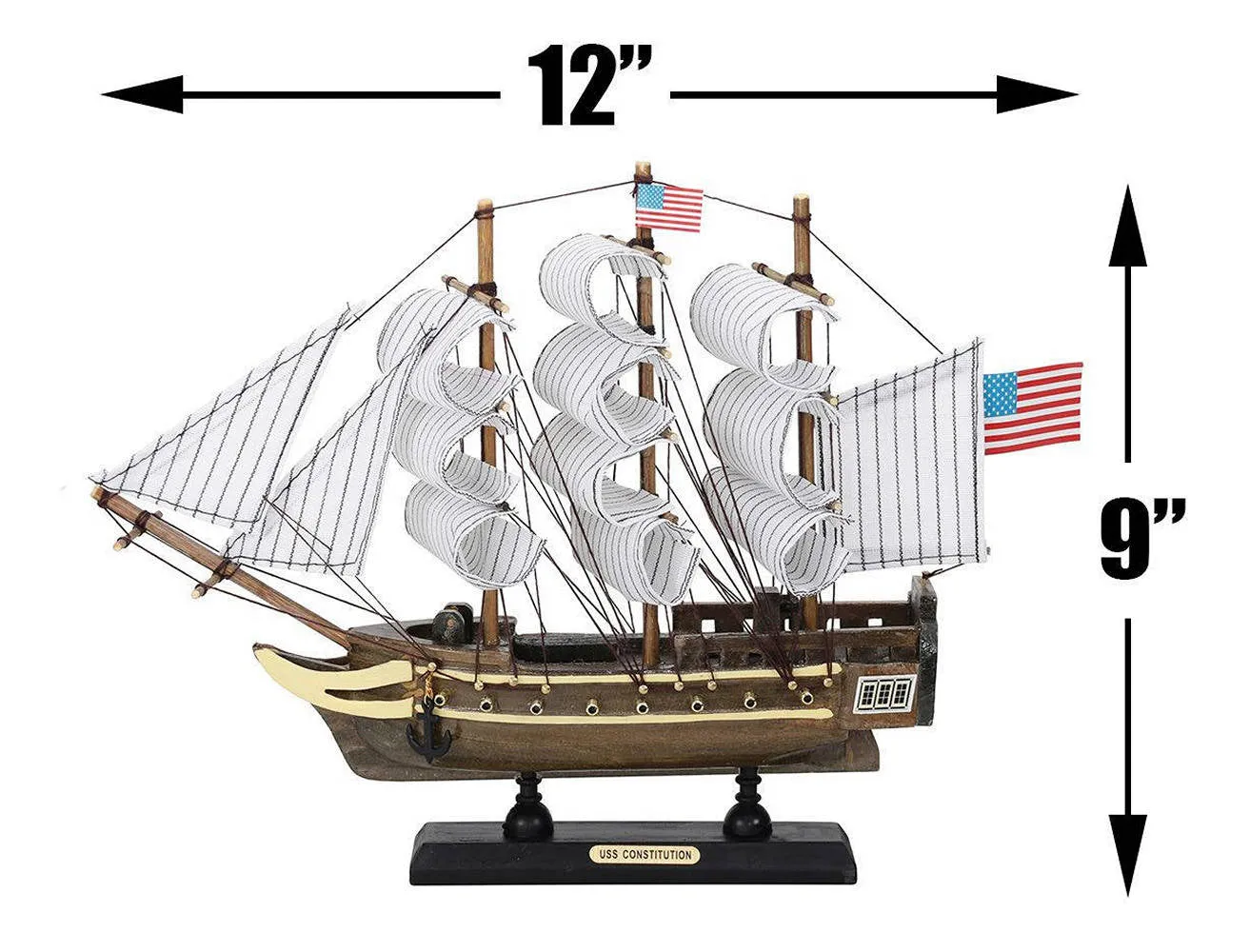 Wooden USS Constitution Tall Ship Model 12"